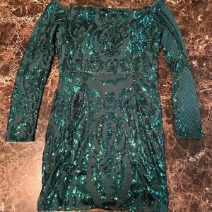 Elegant Green Sequin Dress
